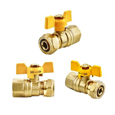 China SAI GLOBAL AS4617-2004 Brass Ball Valve With SAI Certificate And Yellow Handle Color Te koop