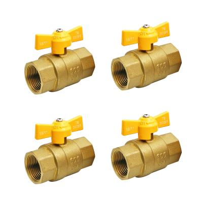 China SAI GLOBAL Gas Pipe Plumbing Materials Yellow Butterfly Handle Female Male Thread 1/2