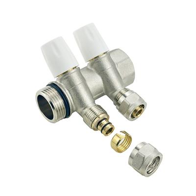 China Customized 2/3 /4/5/6 Way Stainless Steel Plumbing Manifold Floor Heating System Brass Water Manifold for sale