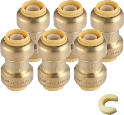 China Brass Alloy Plumbing Push Fittings 10mm/12mm/14mm PEX Pipe Reducer Straight Weld Connection Forging Tees Model Compression Head for sale