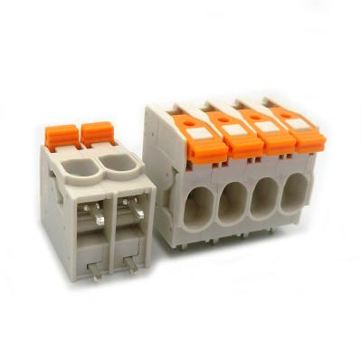 China 7.5mm Pitch Dual Row Push in Spring Crimping PCB Terminal Blocks 27A 300V for sale