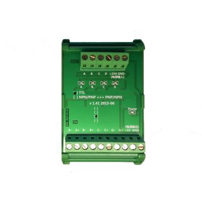 China Converter DC24V 4 Ways Servo Encoder Differential 5V TTL to Collector 24V HTL Signals for sale