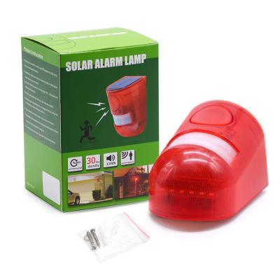 China Motion Sensor Solar Alarm Red Lamp Warning Sound Light Waterproof for Garden Farm Warehouse for sale