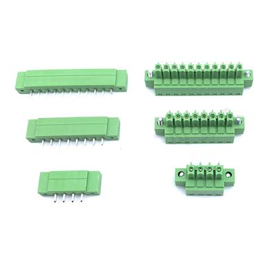 China 3.81mm Pitch PCB Screw Terminal Blocks Plug + Straight Angle Pin Header with Flange for sale