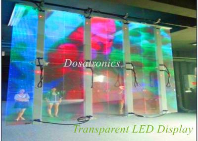 China Große transparente Glas LED-Anzeige SMD 3535, transparente geführte Videowand 1R1G1B P12 zu verkaufen