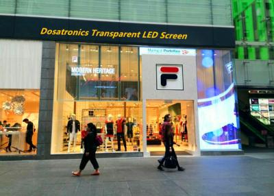 China Waterproof P5 / P6 / P7 RGB Glass Window Led Display For Commercial Advertising for sale