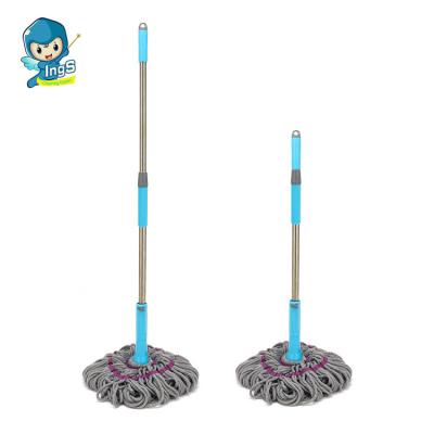 China New Product Microfiber+stainless Steel Twist Broom Sustainable Cotton High Quality Microfiber Twist Telescopic Mop for sale