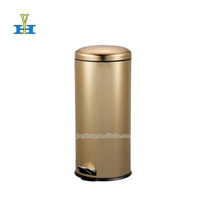 China Viable Gold Powder Coated Design Dust Bin Foot Pedal Trash Can Household Kitchen Hotel Bedroom Trash Can for sale