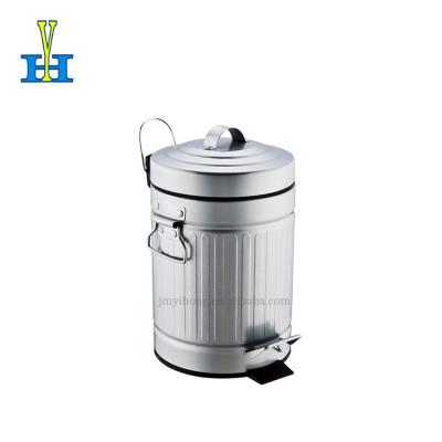 China Sustainable Bathroom Galvanized Sheet Trash Can With Foot Pedal Trash Can Kitchen Waste Bin Household Trash Can for sale