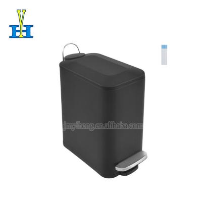 China 5L Rectangle Design Household Foot Step Pedal Bin Office Hotel Room Bin Black Color Viable Trash Can for sale