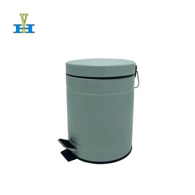 China 5L Pedal Bin Office Kitchen Bedroom Metal Round Shape Embossing Rubbish Bin Sustainable Rubbish Bin for sale