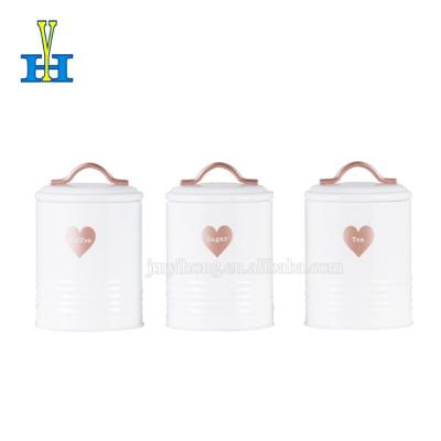 China Wholesale Pink Sugar Kitchen Household Round Canister Coffee Tea Storage Factory Heart Sealed Storage Jar for sale