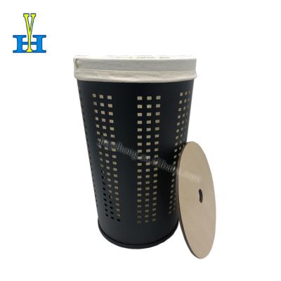 China New Style Iron Cone Baskets INS Sustainable Storage Basket Dirty Clothes With Lid Storage Bucket for sale