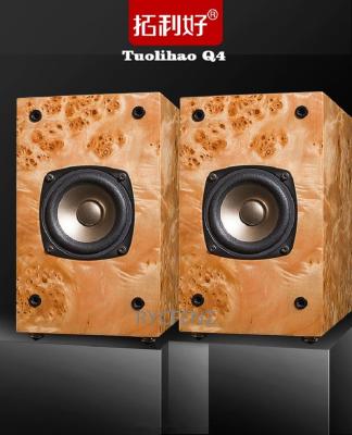 China Q4 Wooden 4 Inch Full Range One Drive Speakers True 4 Inch Wooden Veneer Piano Paint Bookself Speakers 89dB for sale