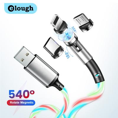 China 540Â ° Rotation Lighting Magnetic Cable Magnetic Type C 2.4A Flowing Light 3in1 Mobile Phone Usb 540 Degree Cable Micro USB Magnetic Charging Cable for sale