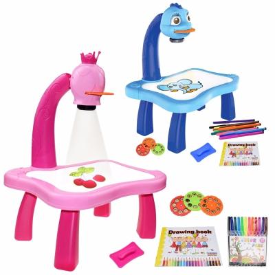 China Plastic Children Led Projector Art Drawing Table Toys Kids Painting Board Desktop Arts and Open Projection DIY Drawing Board for sale