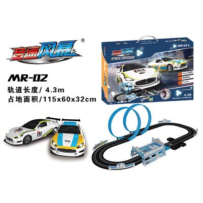 China Diy toys racing car electric track plastic creative slot road electric track assembled rail car toy for sale