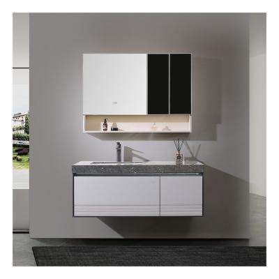 China Anti Stain Bathroom Vanity Hot Touch Seamless Joint Solid Wood Hot Selling Cabinet for sale