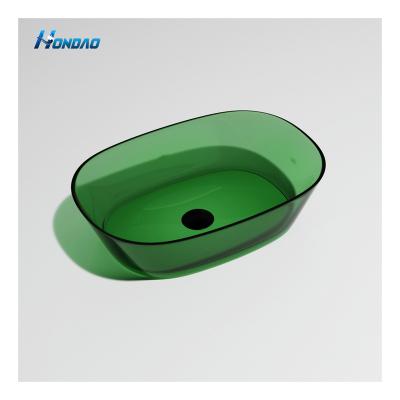 China Custom Resin Sink Bathroom Modern Hot Selling Transparent Acrylic Solid Outdoor Wash Basin for sale