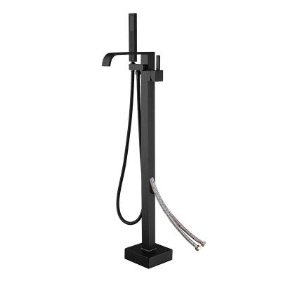 中国 Floor Mounted Bathtub Faucet  Modern Black Square MS-SFW01-HT  Electroplating 販売のため