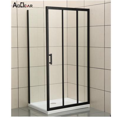 China A-211-8-HS Black Double Bathroom Shower Door Two Sliding Seamless Glass Te koop