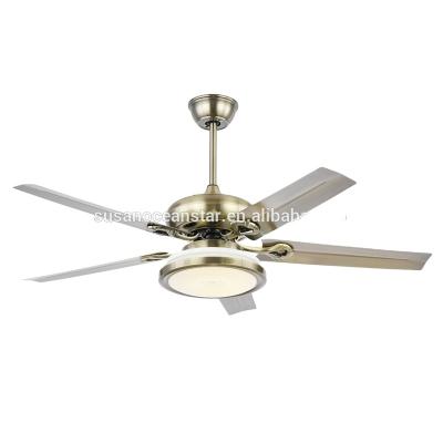 China Modern Design Contemporary Sand Leaf Ceiling Fan 24W Art Deco Nickel Iron Chandelier for sale