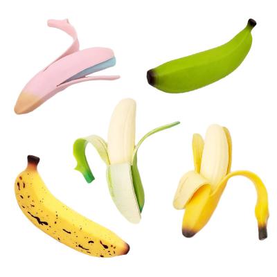 China Stress Relax Hot Selling Amazon Judges Stress Relieve Squeeze Decompression Toys Peeling Banana Simulated Food Fruit Toys for sale