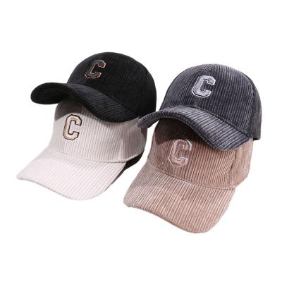 China COMMON Adult Winter Vintage Baseball Trucker Hat Plain Embroidery Corduroy 6 Panel Corduroy Hat White for sale