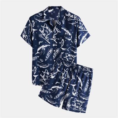 China 3d print hawaiian wholesale custom swimwear anti-pilling matching shorts and shirt set streetwear shirt and short set for men for sale