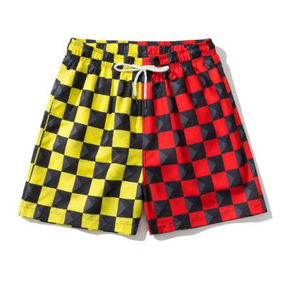 China High Quality Anti-wrinkle Drawstring Quick Dry Swimwear Polyester Color Block Design Printing Shorts 100 Beach Mens Swimming Trunks for sale