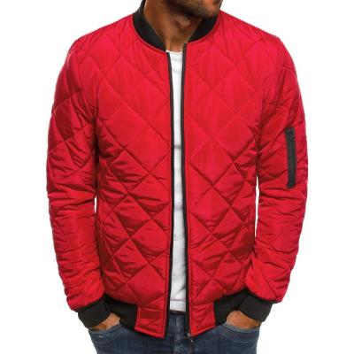 China 2022 Winter Men's Cotton Rhombic Jacket Zipper Jackets Men Casual Cardigan Breathable Loose Jacket Solid Color for sale