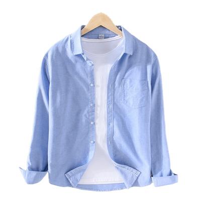 China OEM Autumn Casual Shirt Solid Color Long Sleeve Anti-Shrink Men's Shirt Fashion Cardigan for sale