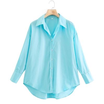 China Breathable Amazon Silk Solid Long Sleeve Blouse Loose Shirts For Women Blouses for sale