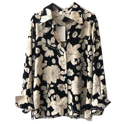 China Breathable Women Tops And Blouse Ladies Spring Vintage Print Ladies Tops Blouses for sale