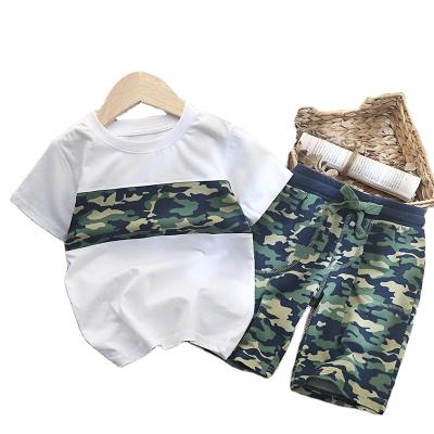 China Camouflage Sports Suit Summer Boys Print Suit Kids Casual Short Sleeve Shorts Two Piece Set for sale