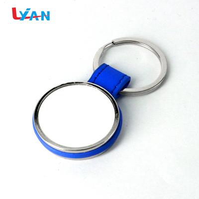 China Gift Blank Metal Key Chain Sublimation Round Custom Logo Gift Blue Key Chain for sale