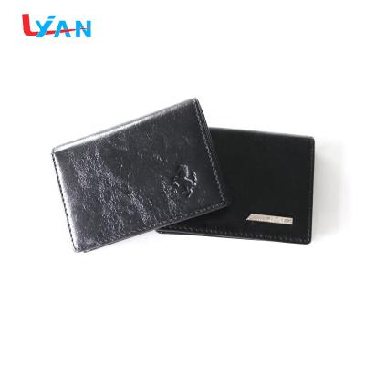 China Classic PU Business Black Leather Card Holder Leather Card Holder for sale