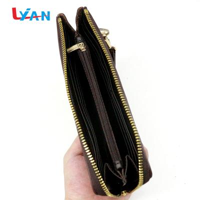 China Premium Quality Waterproof Customized Leather Wallet Men Long With Zipper for sale