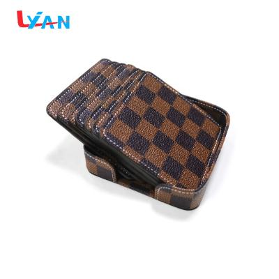 China Low Price Viable Customs Adjust PU Leather Coaster For Coffee Tea Beer Mug Holder for sale