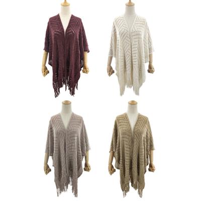 China 2022 New Fashion Winter Warm Ladies Acrylic Thick Oversized Shawl Wrap Knitted Poncho For Women for sale