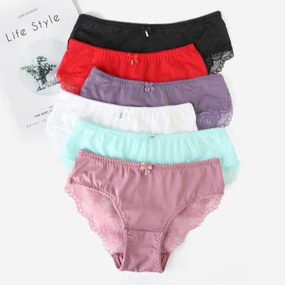 China Factory direct sales seamless nylon lace mid waist young women briefs women's lace underwear for sale