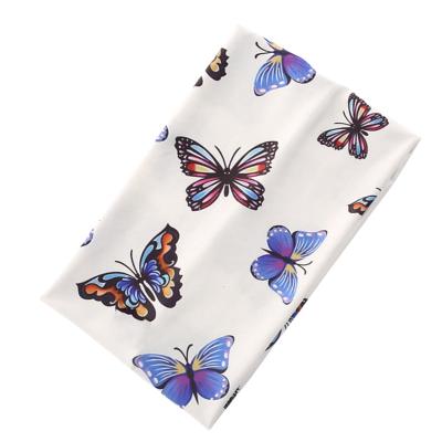 China Hot Selling Multifunctional Custom Design Butterfly Print Headband Colorful Wide Elastic Hairband Ladies Sports Headband For Women for sale