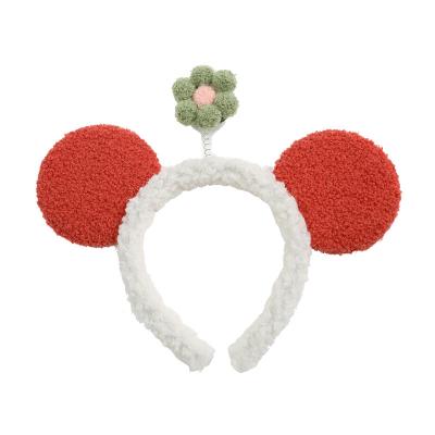 China Fashion New Cute Plush Animal Design Crab Hair Clasp Hair Circle Soft Plush Face Wash Flower Headband Ear Makeup Hair Band for sale