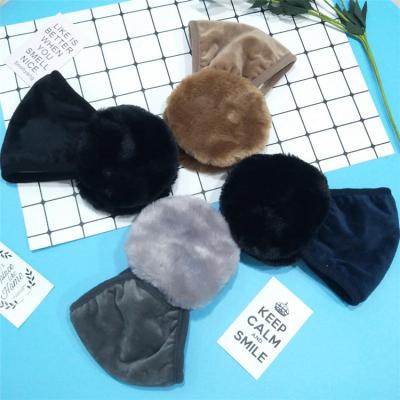 China With ear misses new winter plush warm men earmuffs face mask for men 2 in 1 color winter masker adult single face mask with ear cover for sale