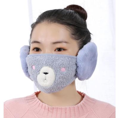 China Thick Warm Thick Plush Removable Ear Muffs Face Cover For Lady Winter Mouth-Mask Soft Warm Ear Covers for sale