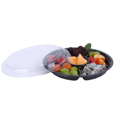 China Disposable Pet Round Fabricate Transparent Take Away Fruit Plastic Boxes Packaging Container for sale