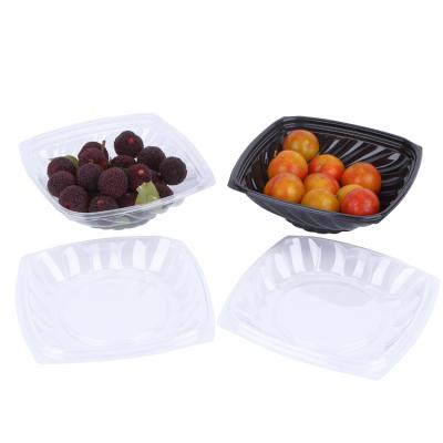 China 600Ml Disposable Customizable Disposable Logo Pet Plastic Fruit Box With Clear Lid for sale