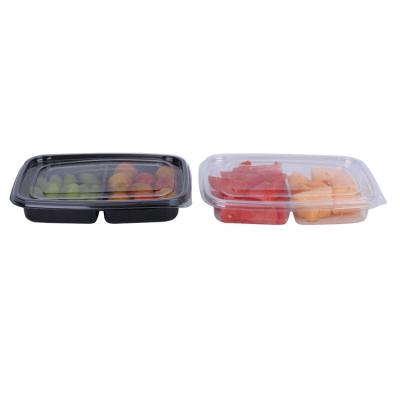 China PP 2 Compartment Disposable Classic Plastic Disposable Food Container With Divided Fruit Box for sale