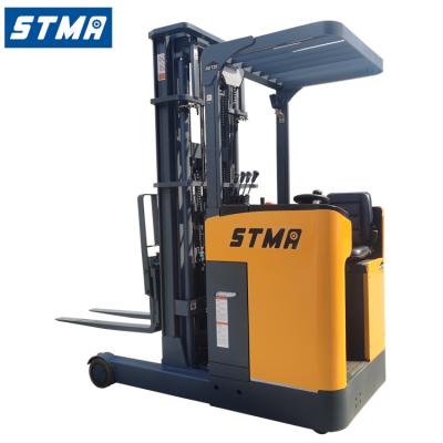 China Garment Shops STMA 2 Ton Aisle Forklift 1.5t 1.6t 2r 2.5t Narrow Reach Truck 10m With EPS for sale