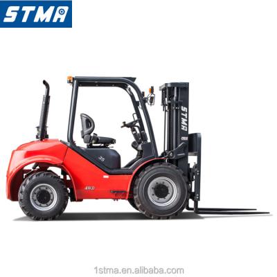 China Building Material Stores Small 3 Ton Rough Terrain Forklift Diesel With Yanmar Engine for sale